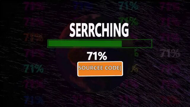 Searching for source code on the screen glitch effect
