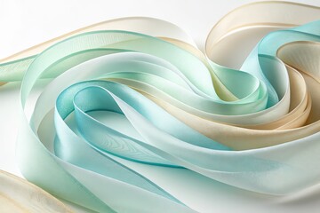 Abstract flowing pastel ribbons on a white background.