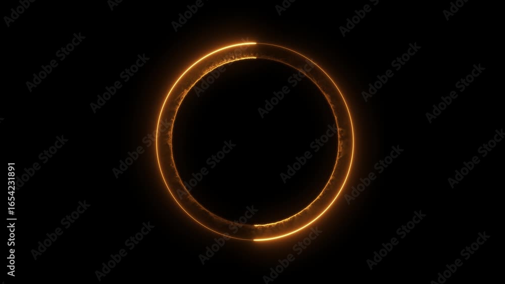 Poster golden effect neon glowing circular frame background. repetitive motion animation and flashing. brig