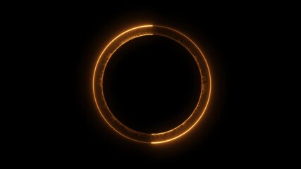 golden effect neon glowing circular frame background. repetitive motion animation and flashing. Bright neon light effect isolated on black. 4K graphic animation video. - Powered by Adobe