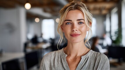 Fototapeta premium Portrait of a Confident Young Businesswoman in a Modern Office
