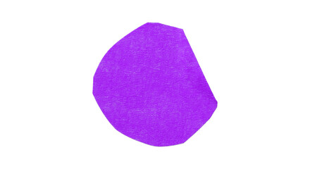 Purple circle masking tape sticker with crumpled edges, separate crumpled round paper on transparent background.