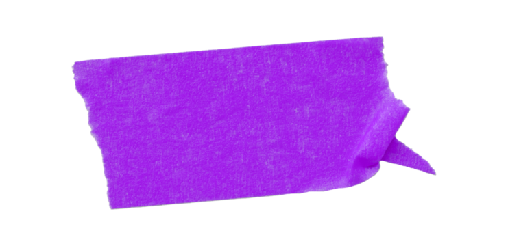 Separate purple torn paper tape on transparent background