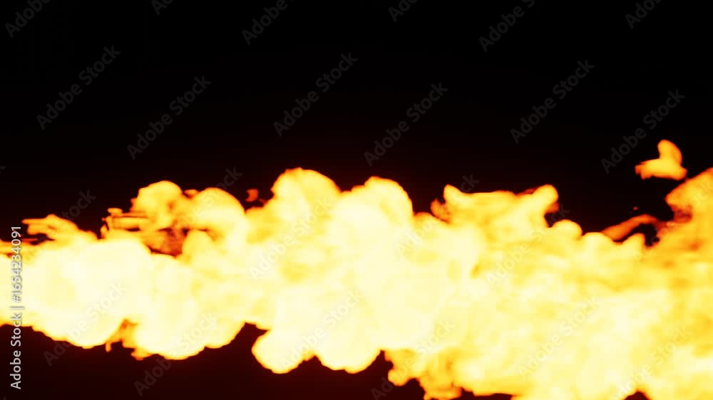 Aufkleber 3d rendering of fire animation with black background