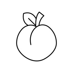 Peach Fruit Line Icon: Healthy Food and Fresh Produce
