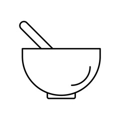Bowl Dish Line Icon: Food Serving and Kitchenware