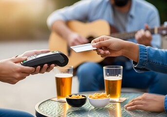 Contactless payment at cafe