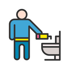 Man Cleaning Bathroom icon vector image. Suitable for mobile apps, web apps and print media.