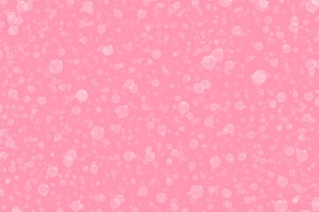 Pastel background image or texture of bubbles, bokeh, snow, small circles, dusty, effect scattered on a pink background. Background for graphic design, presentation, banner, wallpaper, wrapping, etc.