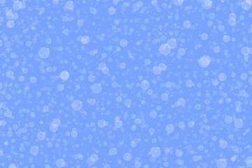 Blue background image or texture of bubbles, bokeh, snow, small circles, dusty, effect. Background for graphic design, presentation, banner, wallpaper, wrapping, decoration, celebration, holiday, etc.