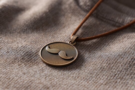 This medal displays a mustache symbol, promoting men's health awareness Generative AI
