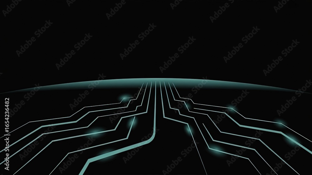 Poster circuit board in the dark: a striking visual representation of a circuit board, its intricate pathwa