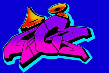 graffiti c, illustration of alphabet c with cool wildstyle graffiti pattern with bright colors