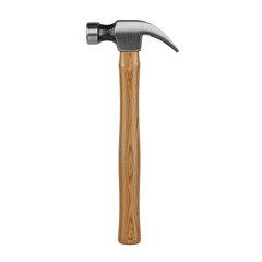 A classic claw hammer with a wooden handle and metal head isolated on transparent background