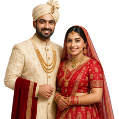 Indian wedding. Traditional Indian wedding portrait on a transparent background.