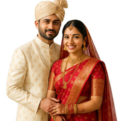 Indian wedding. Traditional Indian wedding portrait on a transparent background.