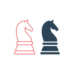Knight chess piece vector illustration icons set