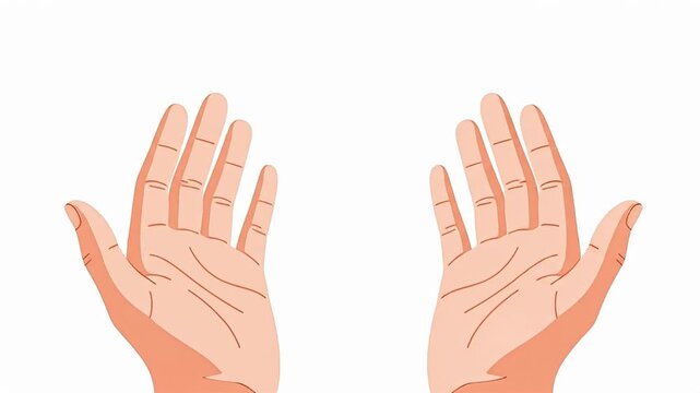Two open cartoon human hands are isolated against a white background in this image