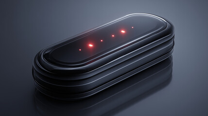 Black futuristic device with red lights