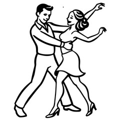 Fototapeta premium A man and woman dancing salsa together on a white background couple