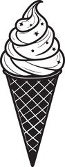 Frozen Ice Cream Silhouette | Black Cone Vector Clipart