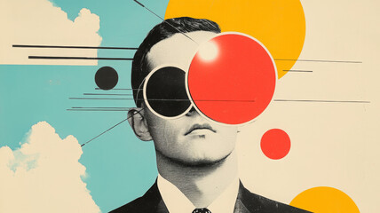 Surreal portrait of man seems contemplative and enigmatic