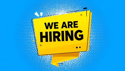 Bold yellow banner announcing hiring
