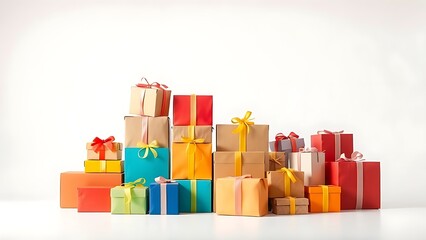 An artistic arrangement of colorful package boxes, representing the concept of shopping in a modern way.