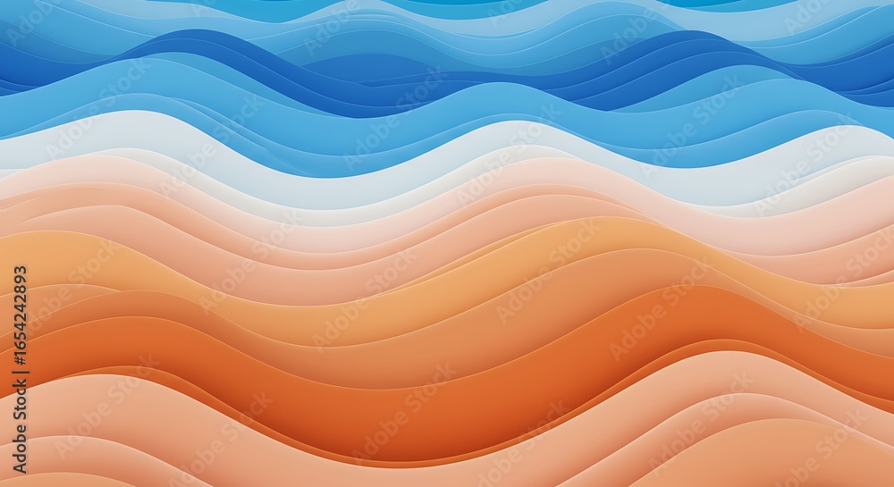 Poster abstract colorful wavy lines, creating a layered and textured visual representation.