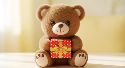 Fototapeta premium Teddy bear day poster isolated on white background.