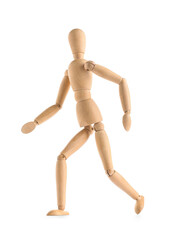 Decorative wooden mannequin isolated on white background