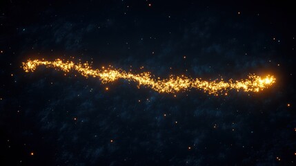 Obraz premium Celestial Trail of Golden Sparks in the Cosmic Darkness creating a magical ambiance