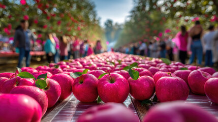 Bountiful apple harvest displayed vibrant fall festival orchard