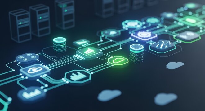 Illustration of a modern abstract data pipeline framework enabling flexible and highperformance data processing in cloud computing environments highlighting seamless data flow