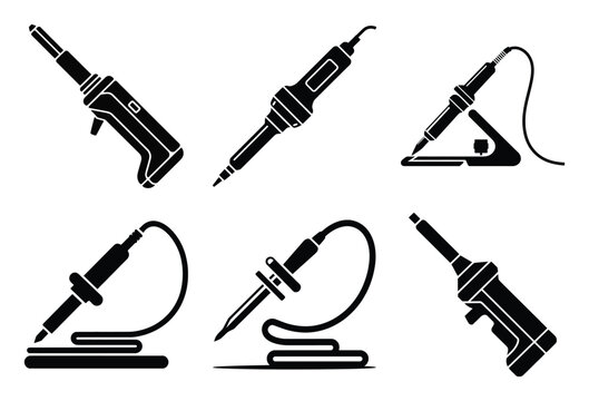 Collection of soldering irons and accessories