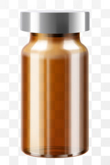Brown Medical Bottle. Amber Glass Vial. Syrup Jar Pharmaceutical Container Blank Illustration for Liquid Vitamin or medicament. Essential Packaging Template with Screw Cap for Antiseptic. Realistic 3d