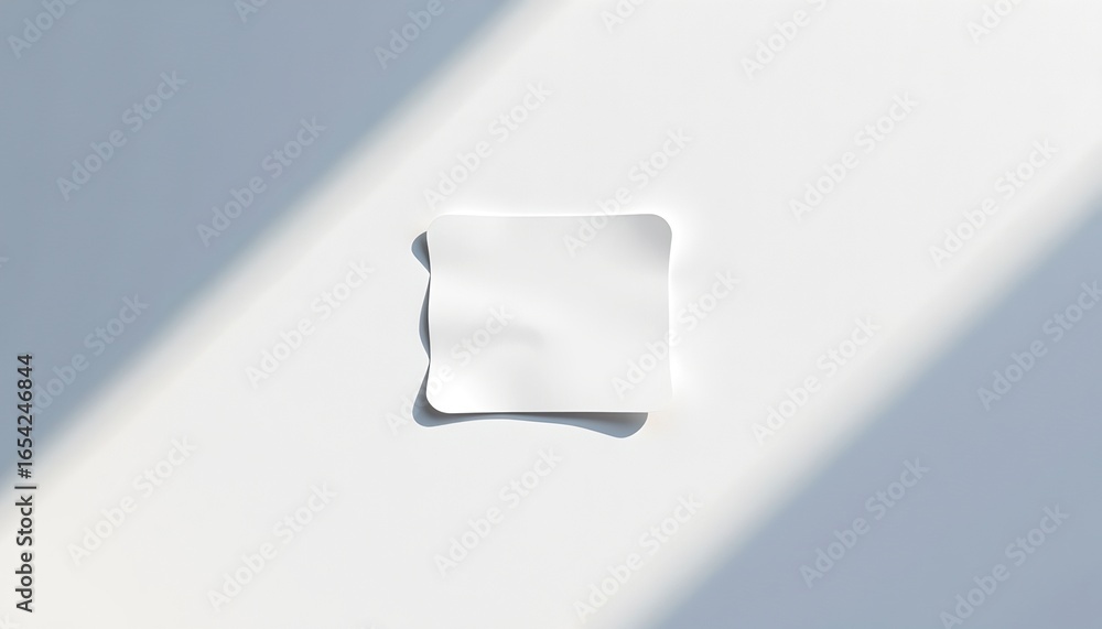 Poster an abstract composition with a single note on a surface, highlighted by shadows and light