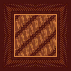 brown parang batik pattern square hijab