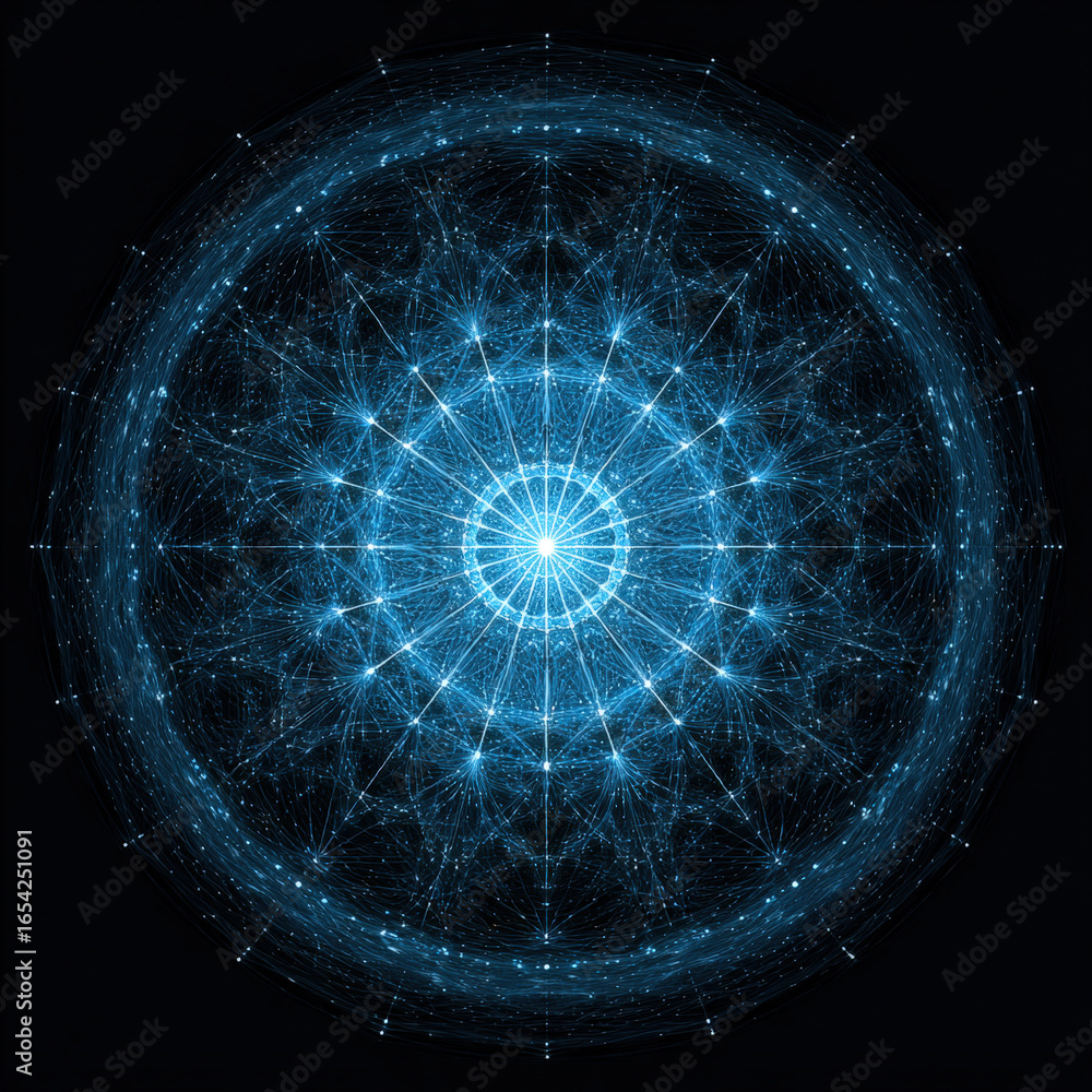 Aufkleber abstract digital illustration of interconnected blockchain nodes on dark background