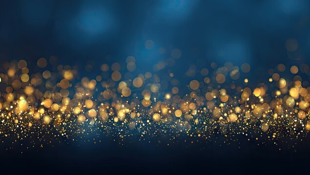 Golden light bokeh on a dark blue backdrop