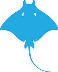 Manta ray underwater giant animal with wings simple cartoon character design flat vector illustration isolated on white background