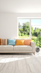 Fototapeta premium Bright, airy living room with a view (2)