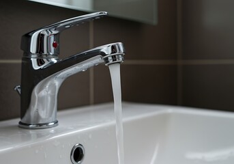 Running water from faucet