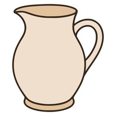 ceramic milk jug flat color vector illustration template design