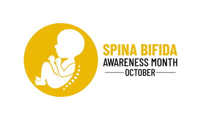 Spina Bifida awareness month is observed every year in October. This month is awareness Educate people and families about this neural tube birth defect. Banner poster, flyer and background design.