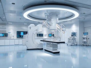 the premises of a modern medical center with the latest and technological equipment; bright and clean