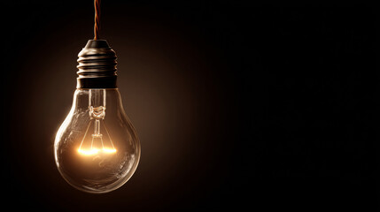 glowing light bulb floating in dark space