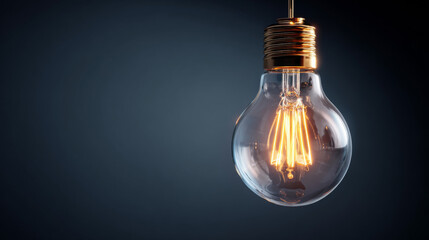 glowing light bulb floating in dark space