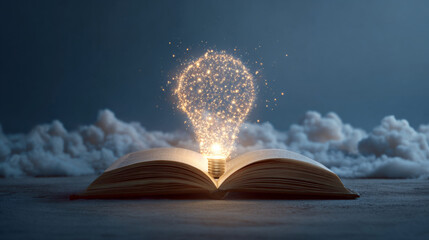 open book with glowing light inside