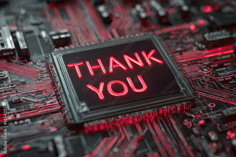 Poster close-up of a circuit board with the words 